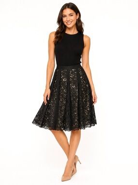 DKNY Black Lace Fit and Flare Skirt Size 8